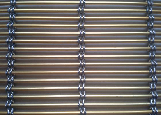 Flexible 316L SS Decorative Woven Wire Mesh Sheets customized For Facade Cladding