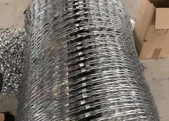 Electro Galvanized Razor Barbed Wire BTO 22 700MM Coil