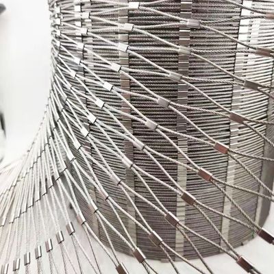 SS316 Flexible Metal Wire Rope Mesh Architectural 100mm Hole